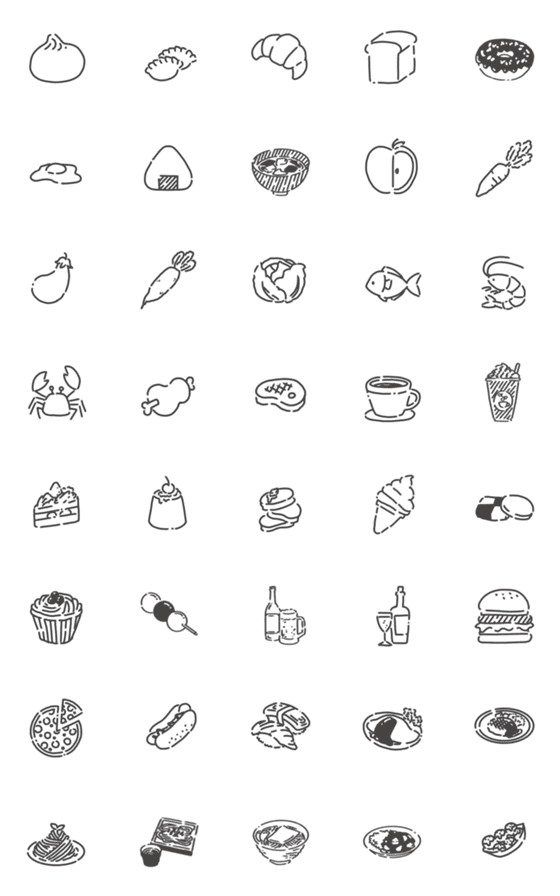 [LINE絵文字]大人シンプル食べ物絵文字の画像一覧