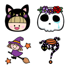 [LINE絵文字] 黒猫ちゃんのハッピーハロウィン絵文字の画像