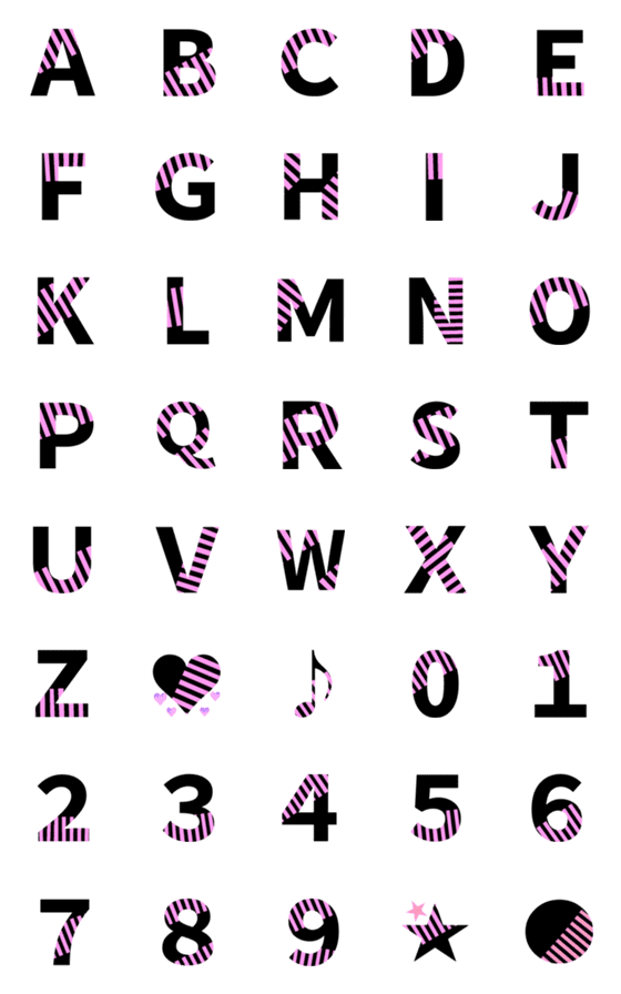 [LINE絵文字]アルファベット★数字★A-Z.0-9★#009の画像一覧