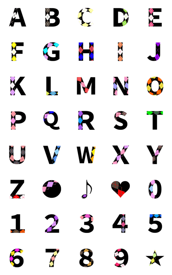 [LINE絵文字]アルファベット★数字★A-Z.0-9★#010の画像一覧