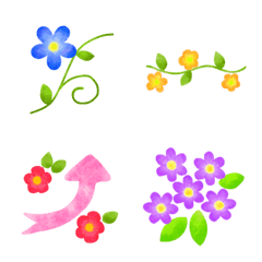 [LINE絵文字] クレヨンで描いたお花畑絵文字 基本セットの画像