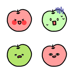 [LINE絵文字] かわいいリンゴの顔の絵文字の画像