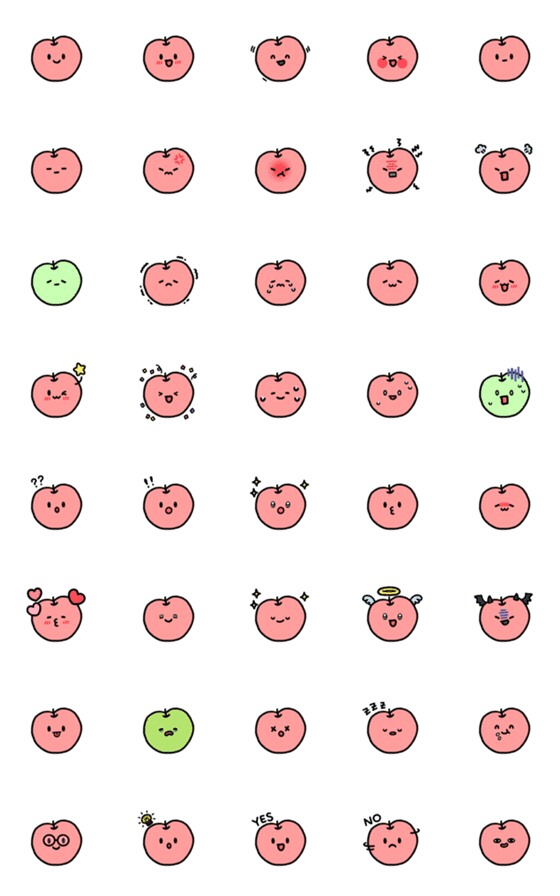 [LINE絵文字]かわいいリンゴの顔の絵文字の画像一覧