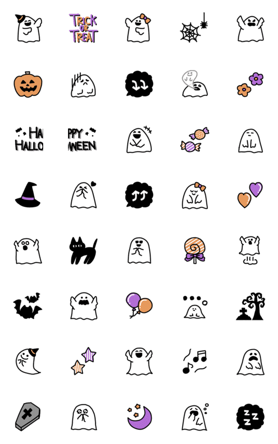 [LINE絵文字]Simple てがき ハロウィン絵文字の画像一覧