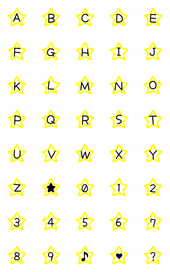 [LINE絵文字]アルファベット★数字★A-Z.0-9★#012の画像一覧