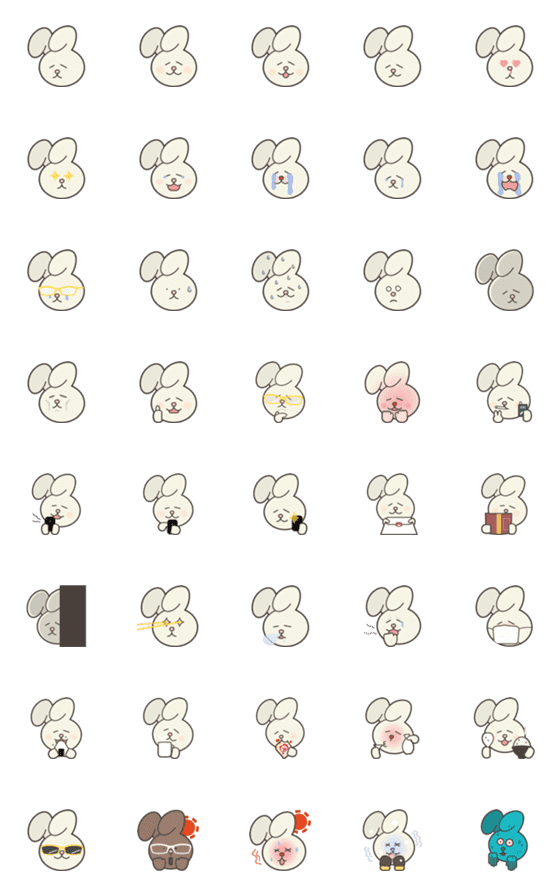 [LINE絵文字]しょんぼりしたうさぎの絵文字の画像一覧