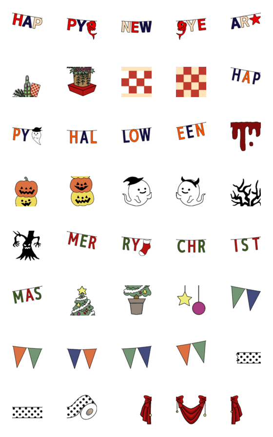 [LINE絵文字]お正月＆ハロウィン＆クリスマス絵文字の画像一覧