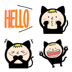 [LINE絵文字] くろねこのきぐるみの画像