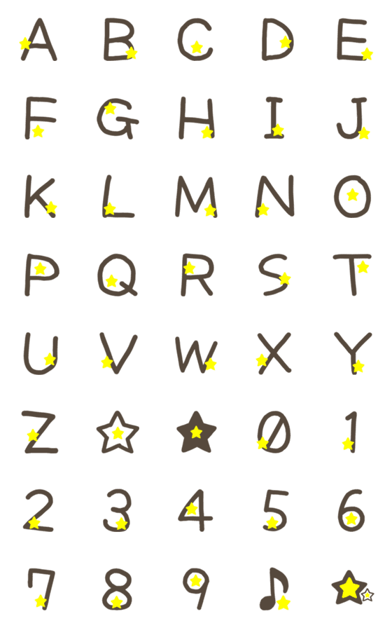 [LINE絵文字]アルファベット＋数字(A-Z.0-9)#014(星)★の画像一覧