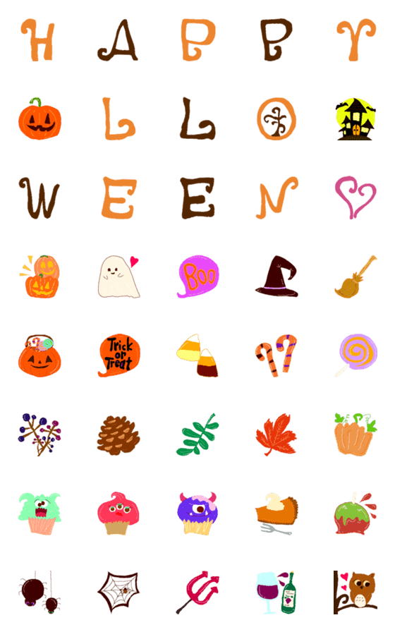 [LINE絵文字]Kawaii 手書き風絵文字 ハロウィンver.の画像一覧