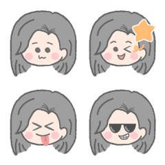 [LINE絵文字] 黒髪の女の子絵文字の画像