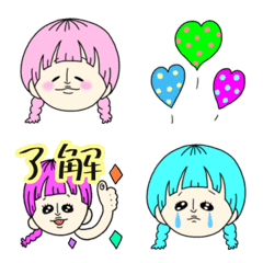 [LINE絵文字] カラフルでかわいい女の子の絵文字の画像