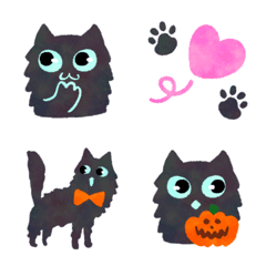 [LINE絵文字] ふわふわ黒猫♥️日常+ハロウィンの画像