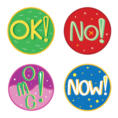[LINE絵文字] Colorful short english words Emojiの画像