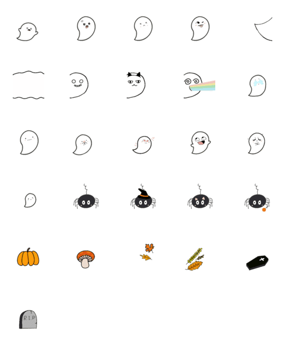[LINE絵文字]Wowza little ghost fall themeの画像一覧
