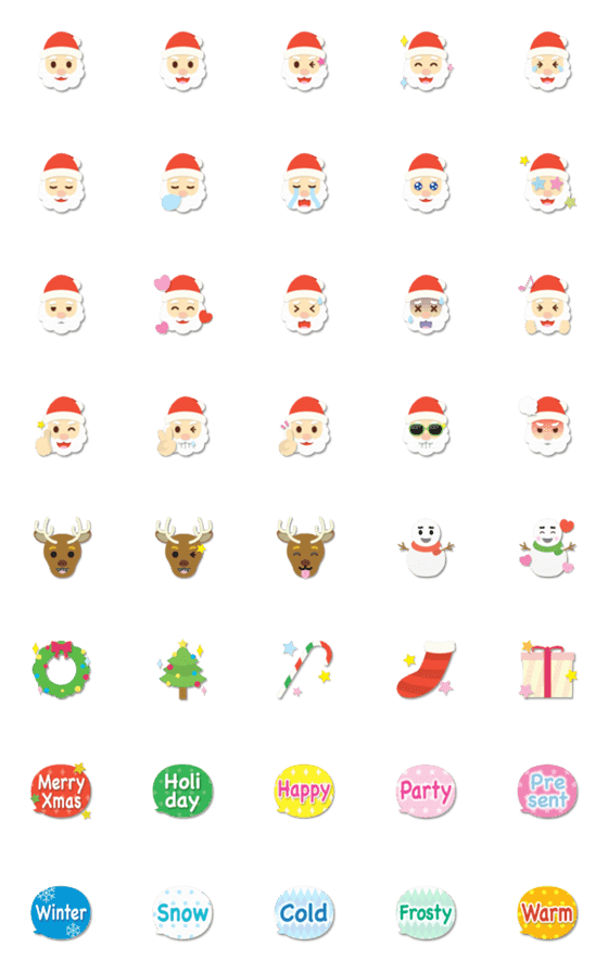 [LINE絵文字]色画用紙 サンタクロース ＆ 英単語の画像一覧