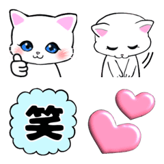 [LINE絵文字] 動く♪可愛い白猫アニメ絵文字の画像