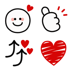 [LINE絵文字] 動く♡大人シンプル♡赤×黒×絵文字の画像