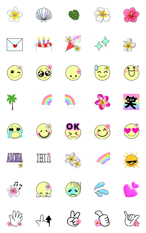 [LINE絵文字]可愛いく動くハワイな絵文字とお顔の画像一覧