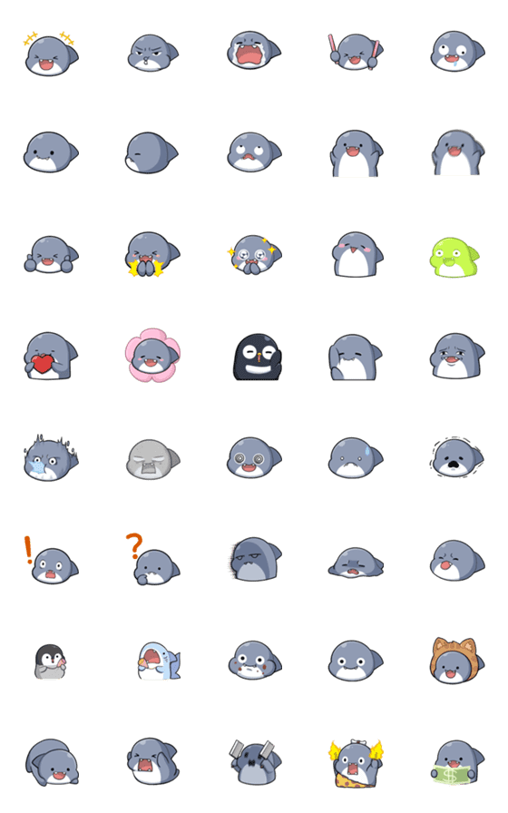 [LINE絵文字]Shahimi shark Emoji 3の画像一覧