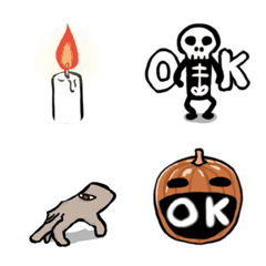 [LINE絵文字] ハロウィンとドクロのつながる動く絵文字の画像