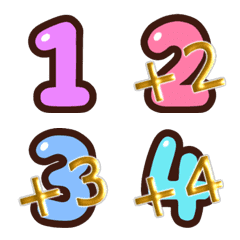 [LINE絵文字] 【動く】カウントアップ絵文字(+1〜+4)の画像