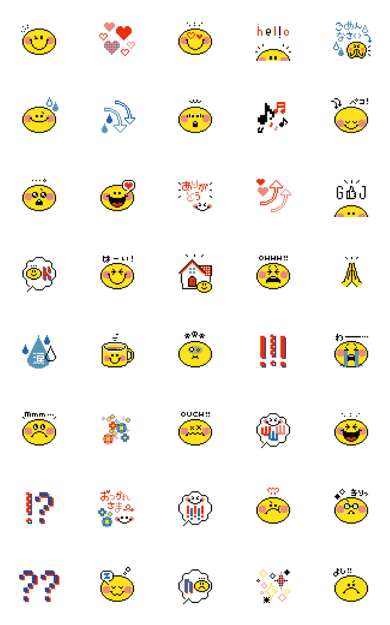 [LINE絵文字]ドット絵★懐かしデコ絵スマイリーの画像一覧