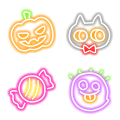 [LINE絵文字] 【動く！】ネオン風 ハロウィン絵文字の画像