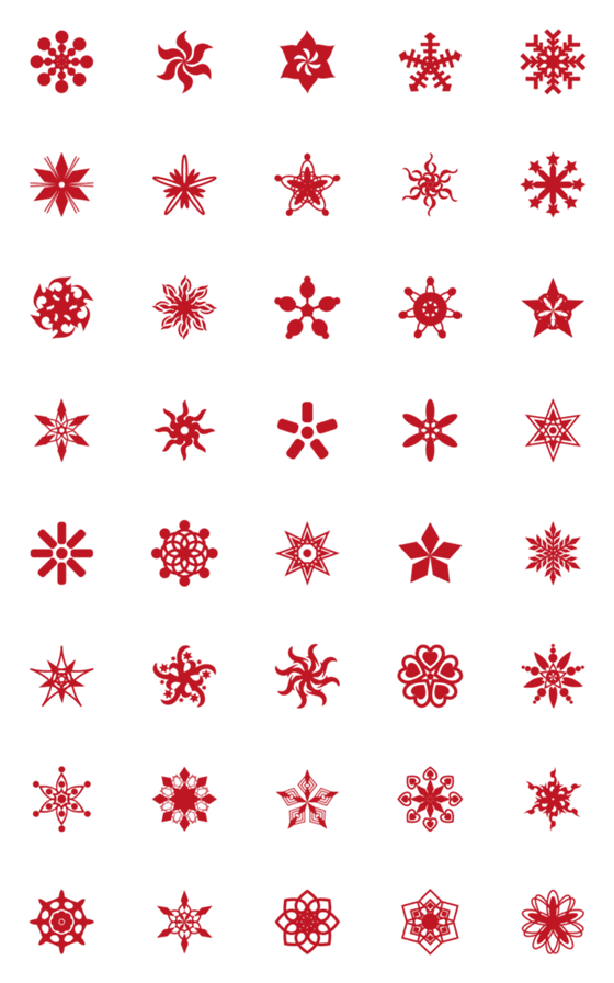 [LINE絵文字]Red stars and snowflakesの画像一覧