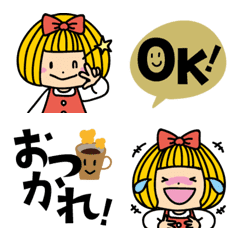 [LINE絵文字] かわいいボブ頭（おかっぱ）の女の子絵文字の画像