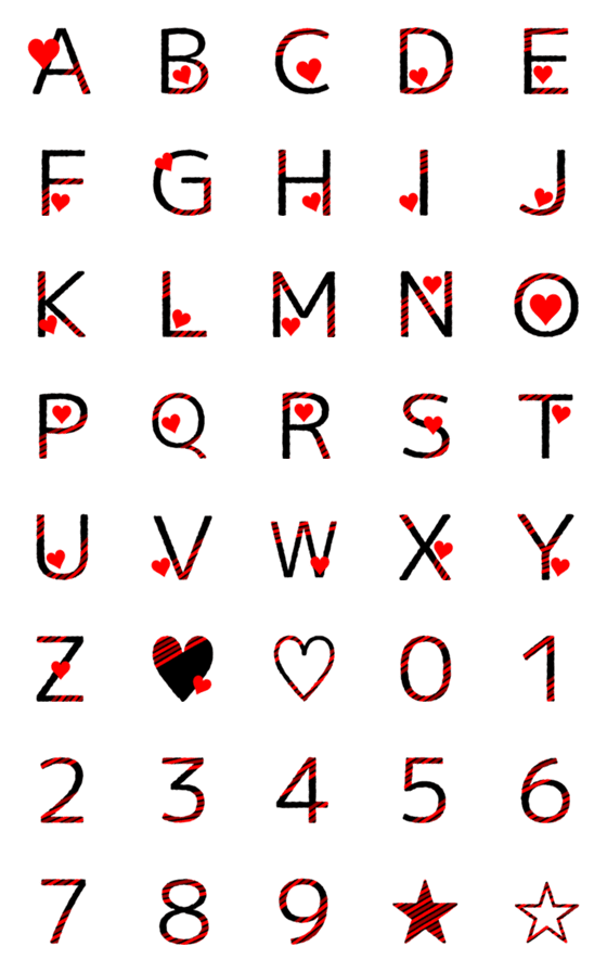 [LINE絵文字]アルファベット★数字★A-Z.0-9★#020の画像一覧