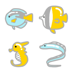 [LINE絵文字] 水色と黄色と灰色の魚たちの画像