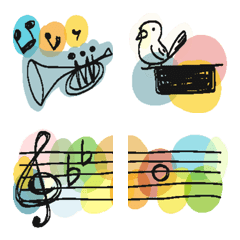[LINE絵文字] 【動く！】音楽記号と楽器と小物の絵文字の画像