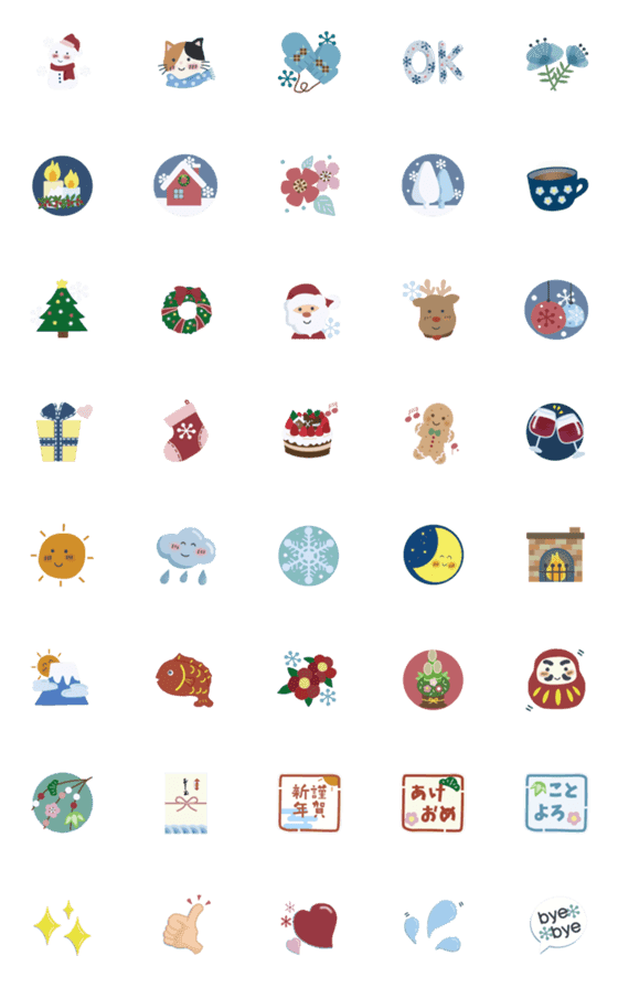 [LINE絵文字]北欧風・和風＊冬仕様の絵文字の画像一覧