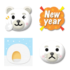 ぷっくり シロクマ＆アザラシ 冬絵文字の絵文字メイン画像