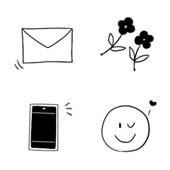 [LINE絵文字] シンプルなモノクロ線画絵文字の画像