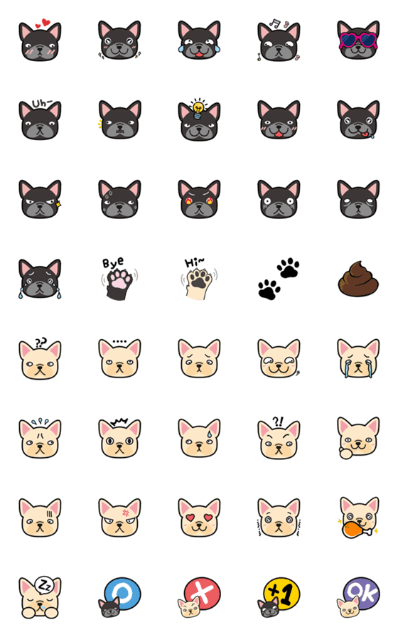 [LINE絵文字]French Bulldog Daily Emojiの画像一覧