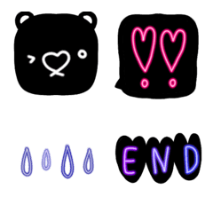 [LINE絵文字] くろクマさん♡ネオンカラーな絵文字たちの画像