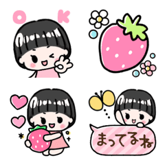 [LINE絵文字] イチゴが大好きなまおちゃんの絵文字の画像