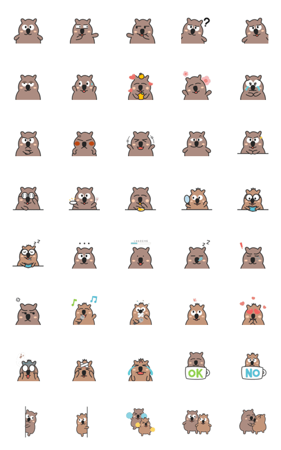 [LINE絵文字]little capybara emojiの画像一覧