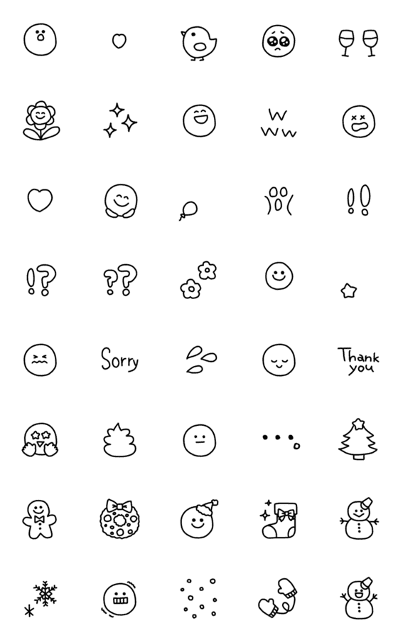 [LINE絵文字]動く！ Simple てがき モノクロの画像一覧