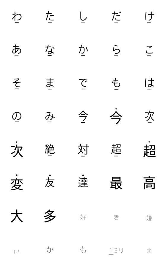 [LINE絵文字]下線 _ 黒丸 さりげなく強調文字の画像一覧