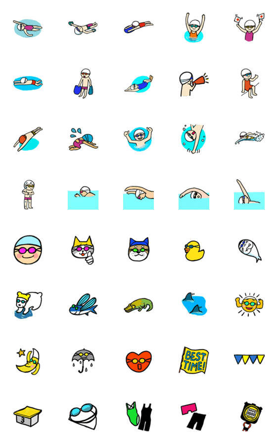 [LINE絵文字]スイマーが使う水泳絵文字、その2の画像一覧