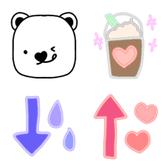 [LINE絵文字] しろクマさん☆パステルカラーな絵文字たちの画像