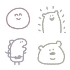[LINE絵文字] くすみクレヨン動物恐竜くま癒し顔北欧宇宙の画像