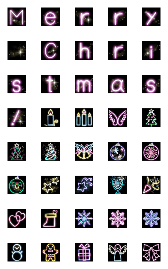 [LINE絵文字]ネオンクリスマスの画像一覧