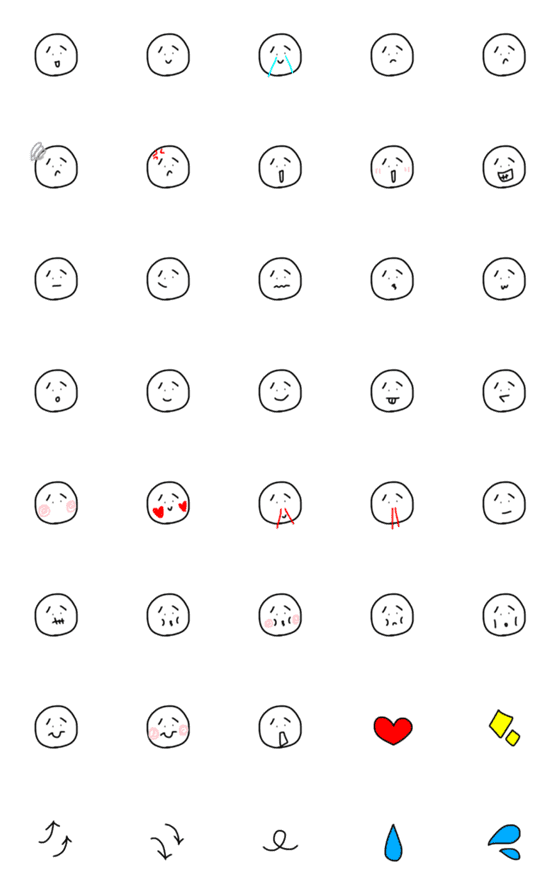 [LINE絵文字]変なの 白 顔 表情 シンプルの画像一覧