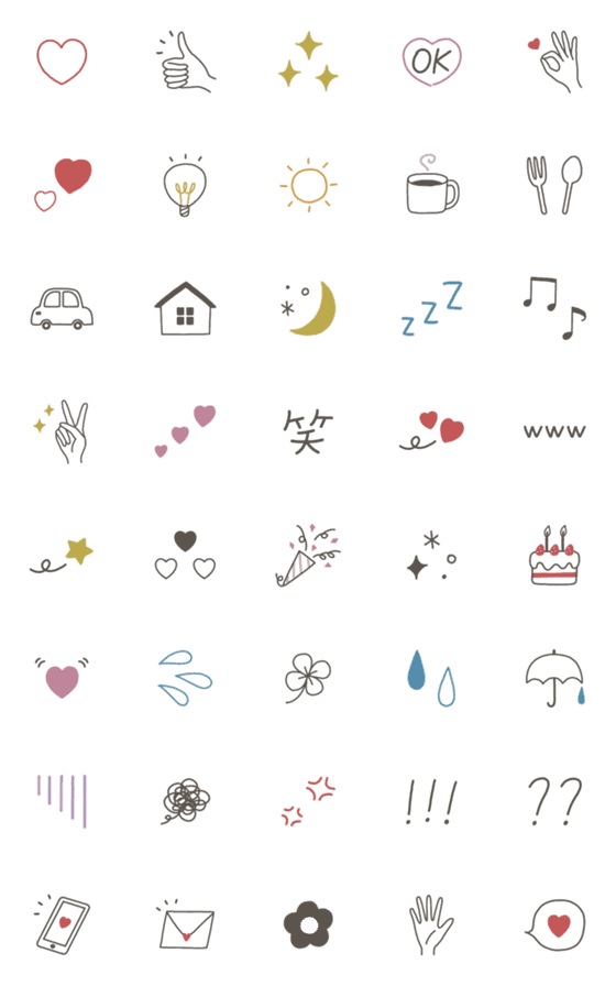 [LINE絵文字]▶︎動くシンプル線画Emojiの画像一覧