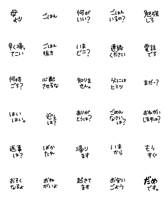 [LINE絵文字]お母さん 絵文字 シンプルの画像一覧