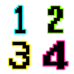 [LINE絵文字] Number pixels black neon light emojiの画像